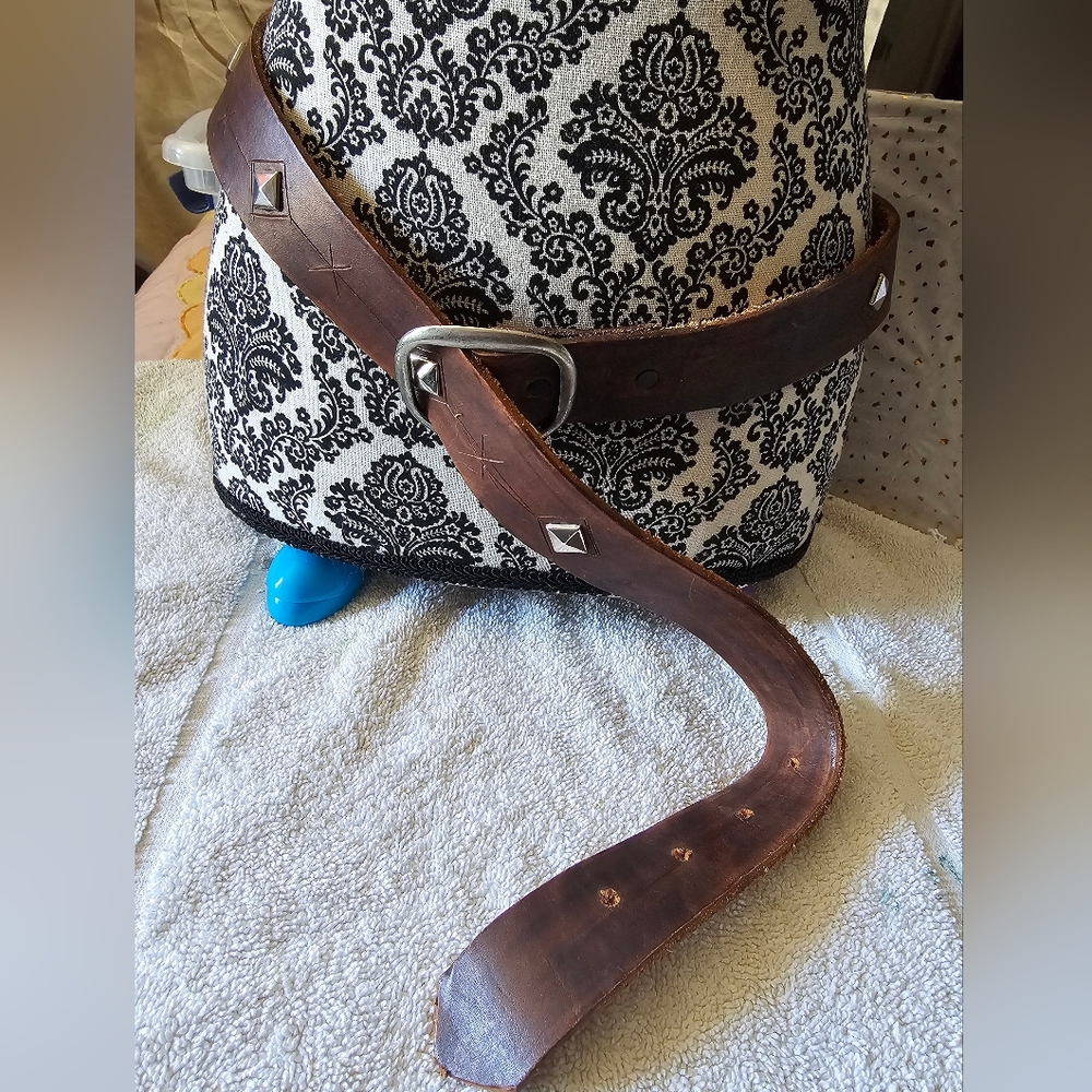 Brown Leather Studded Belt